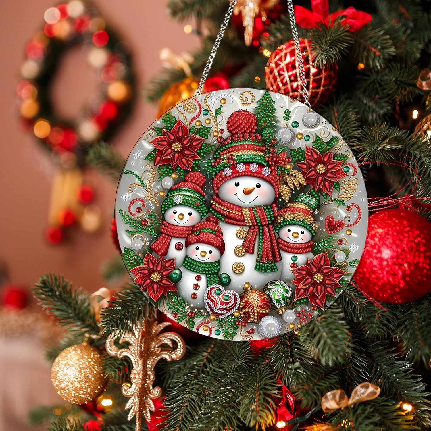 DIY Christmas Diamond Art Snowman Wreath Kit