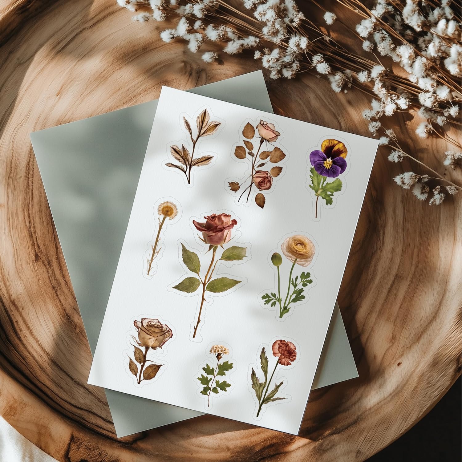 Pressed Flower Stickers 500 Pieces 36 Sheets