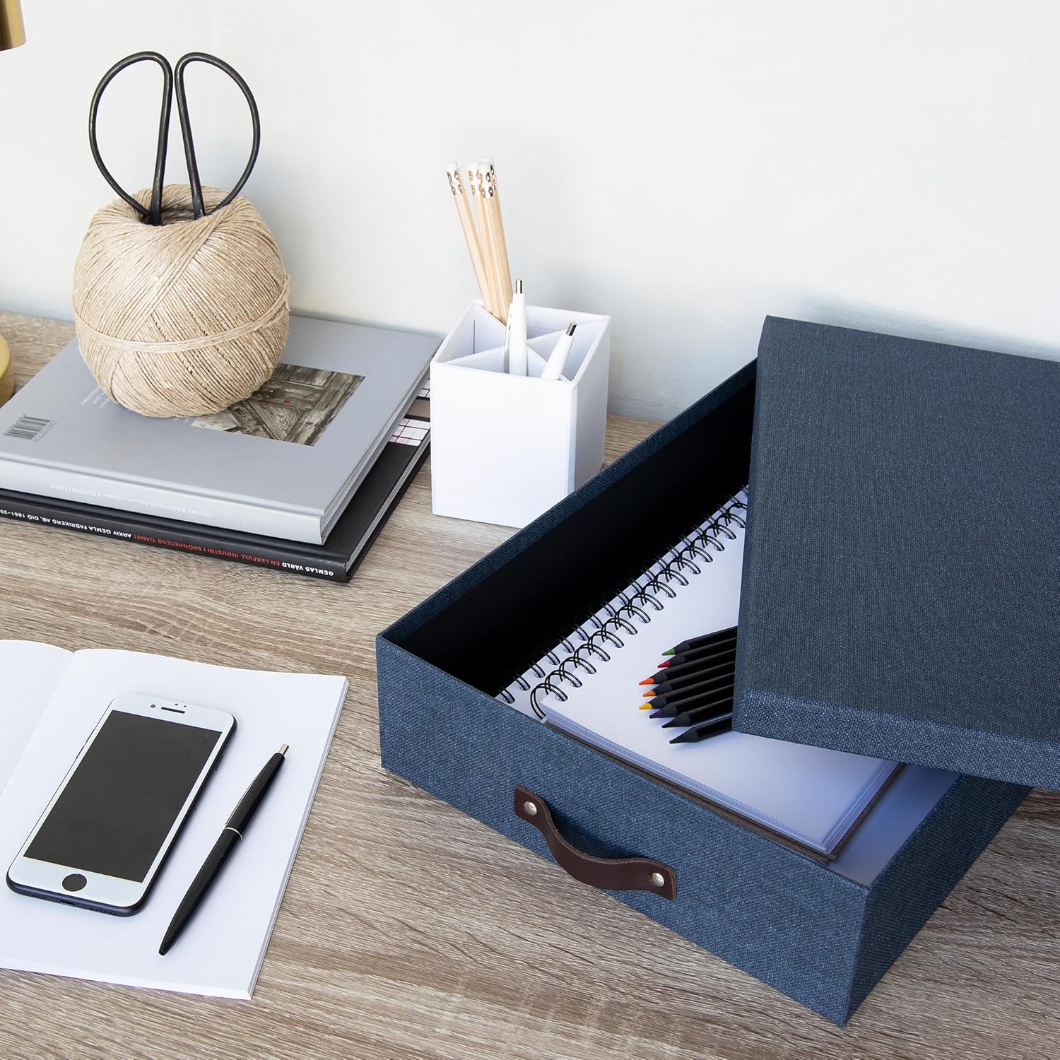 Bigso Oskar Canvas File Box - Blue 33 x 102 x 138 in