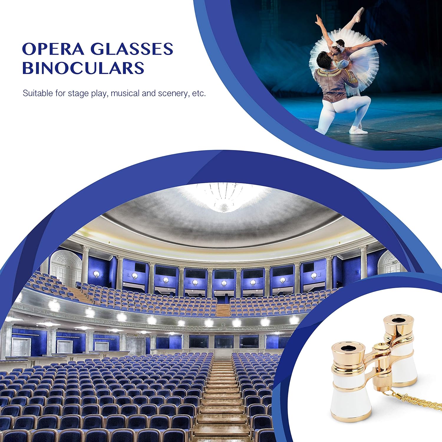 Aomekie Opera Glasses Binoculars 3X25 Compact White