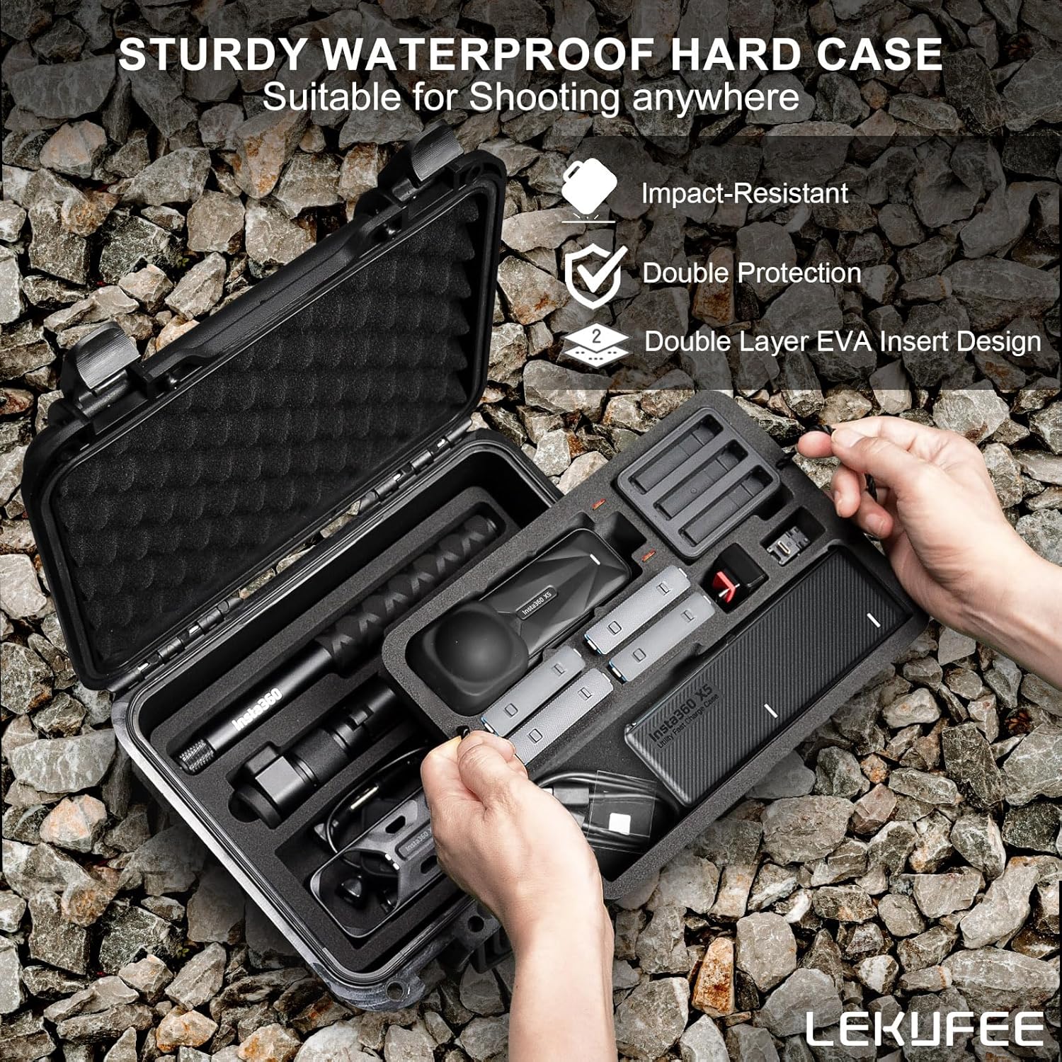 Lekufee Waterproof Carrying Case for Insta360 X5 X4 X3