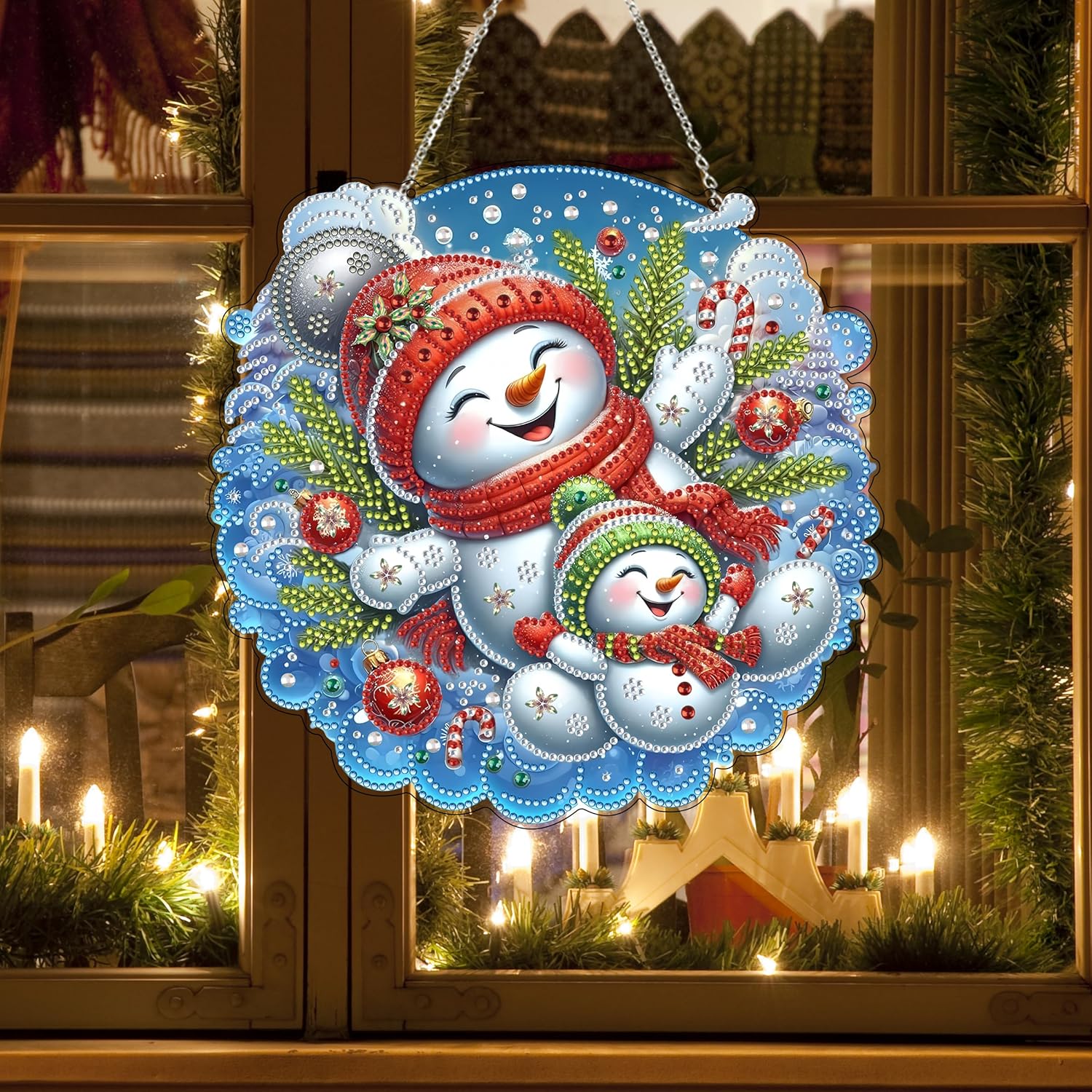 JJFox Diamond Art Painting Kit Snowman Wreath