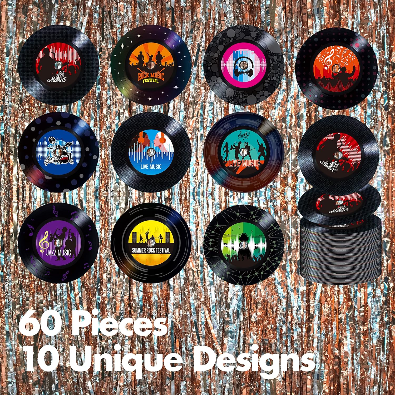 60 pcs Record Bulletin Board Cutouts 10 Designs